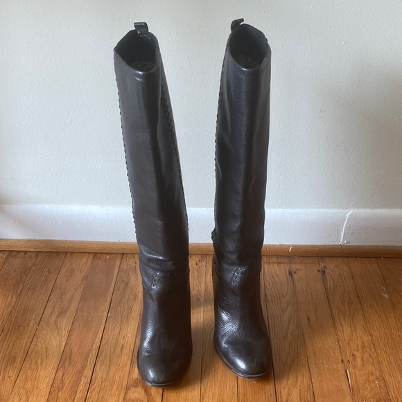 TORY BURCH black leather boots high heel knee high tall size 8 - Picture 2 of 7